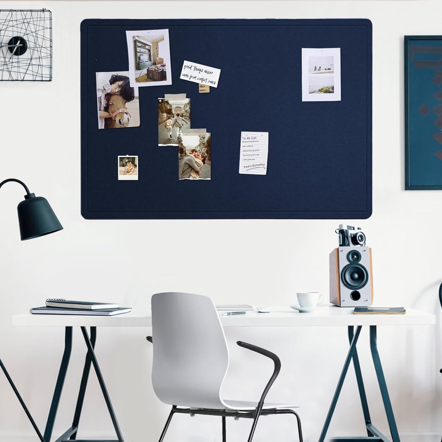 Lightomorrow Bulletin Board, 36 x 24 inches Felt Board - Decorative Pin Board, Cork Board Alternative for Wall, 3' x 2' Foldable Self-Adhesive Vision Board Prayer Board with 20 Pushpins - Black