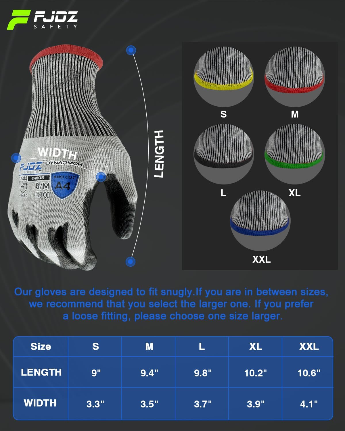 A9 Cut Resistant Work Gloves, 18 Gauge Ultra-light Foam Nitrile Coated Touchscreen ANSI A3 A4 A6 A9 Cutting Glove