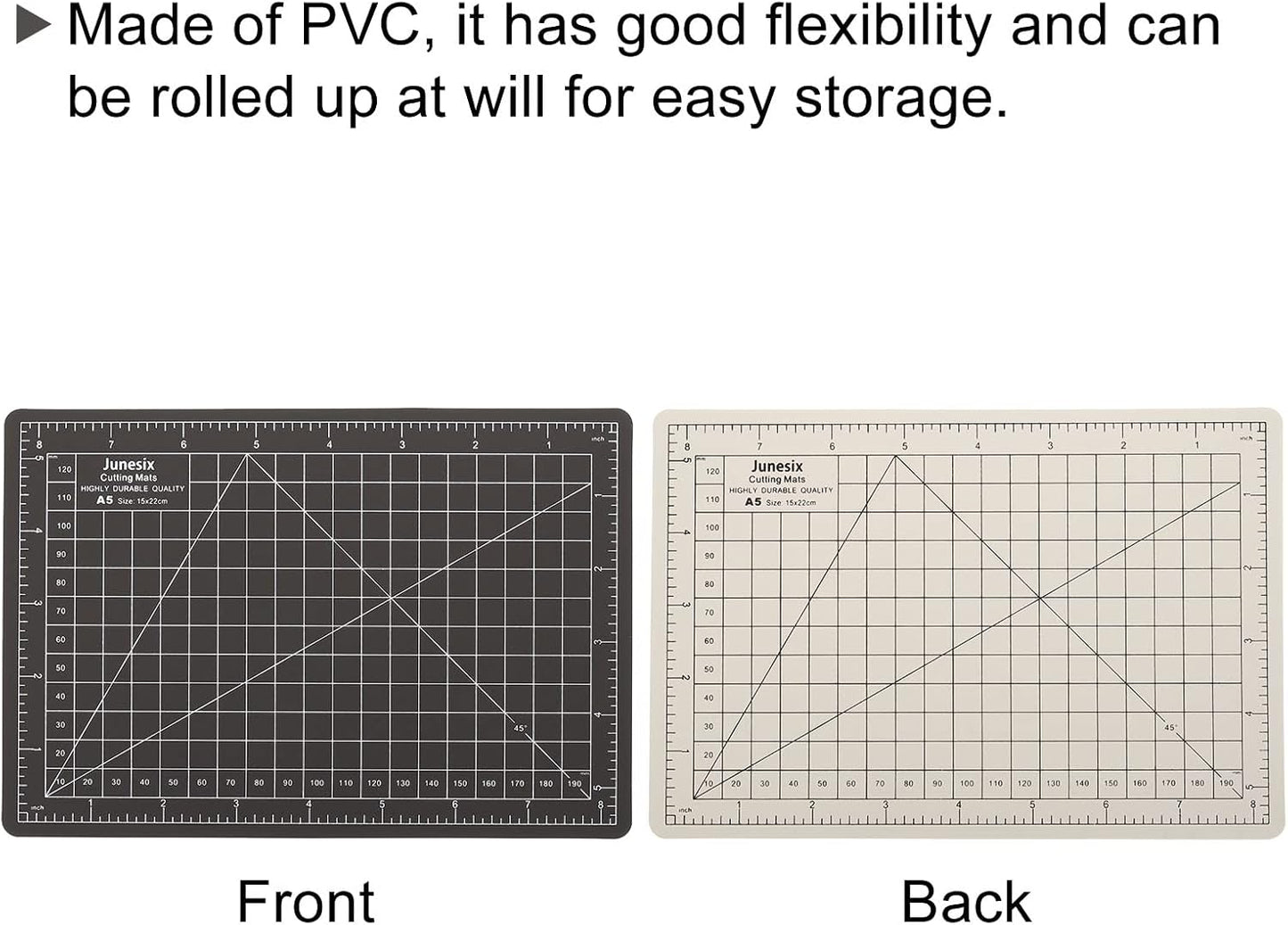 MECCANIXITY 6" x 8" Cutting Mats, Rotary Fabric Mat Self Recover Sewing Mat Double Sided for Hobbyist DIY Craft Creative Design, A5 Black White