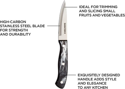 Sabatier Triple Riveted Serrated Utility Knife, 5-Inch, Razor-Sharp Kitchen Knife to Cut Fruit, Vegetables and more, High-Carbon Stainless Steel, Gray