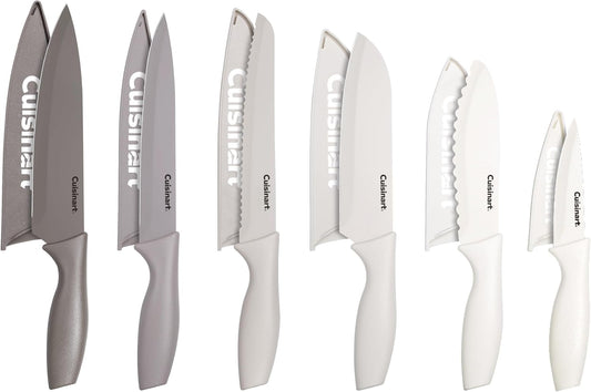 Cuisinart Advantage 12-Piece Kitchen Knife Set, Professional-Quality Nonstick Coated Stainless Steel Knives with Covers, Nonstick Color Coating for Easy Slicing, Ergonomic Handles, G1022-12P