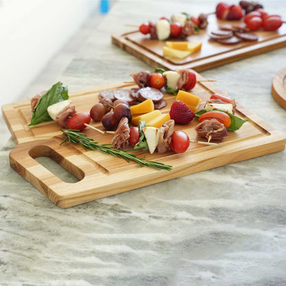 EcoDecors 18"x14" Extra Large Teak Cutting Board, Edge Grain Wood with Juice Groove & Handle, FSC Certified for Kitchen, Carving & Butcher Block Prep