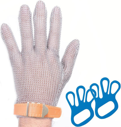 Cut Resistant Stainless Steel Metal Mesh Glove, Food Grade Chainmail Glove for Cutting, Butcher Gloves for Oyster Shucking Fish Filleting Food Processing Leather Cutting (Medium (Pack of 1))