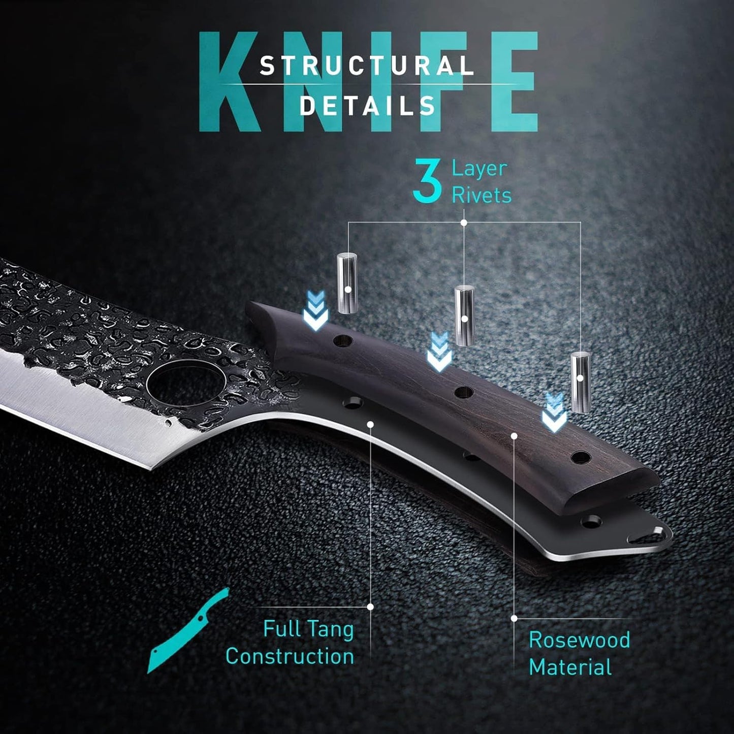 PURPLEBIRD Japanese Brisket Slicing Knife 11" - Butcher Knife for Meat Cutting Chopping, Heavy Duty Meat Knives Full Tang, Sharp BBQ Knives for Turkey Grilling Smoker, Ideal Gifts for Men Women