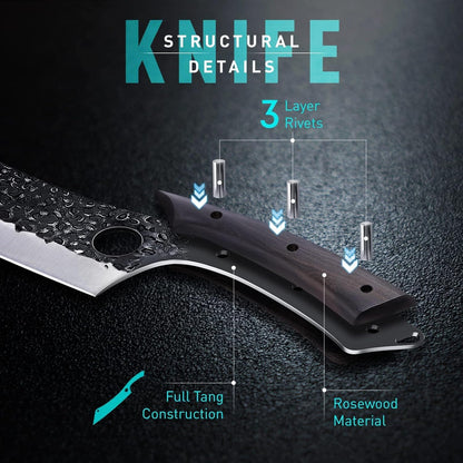 PURPLEBIRD Japanese Brisket Slicing Knife 11" - Butcher Knife for Meat Cutting Chopping, Heavy Duty Meat Knives Full Tang, Sharp BBQ Knives for Turkey Grilling Smoker, Ideal Gifts for Men Women
