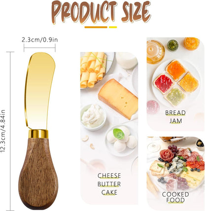 Butter Knife Spreader, Cheese Spreader Knives Set of 4, Stainless Steel Butter Knives with Acacia Wood Handle, Small Cheese Knives for Cold Butter, Soft Cheese Spreader, Jam, Charcuterie, Pastry