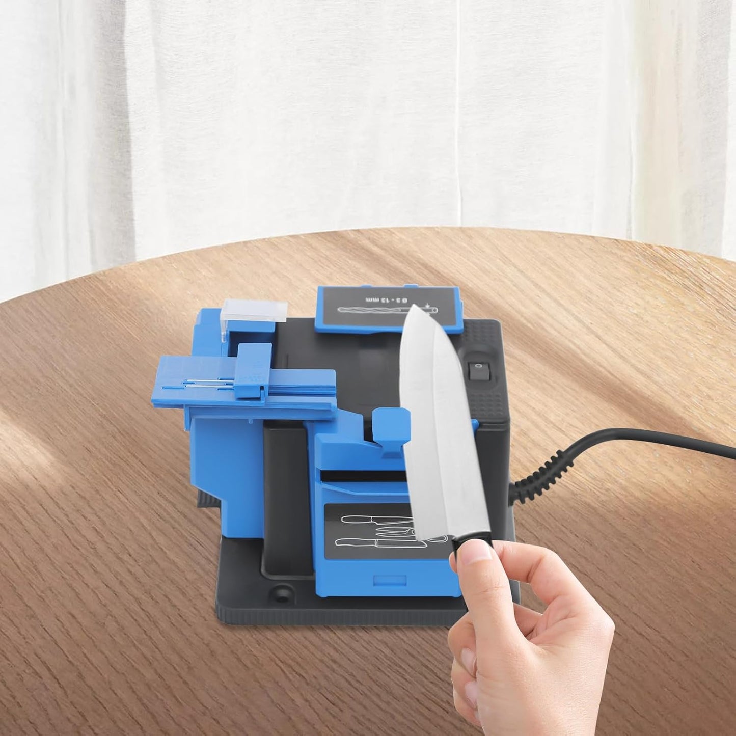 Multifunctional Electric Sharpener, 96W High Strength Drill Bit Grinding Machine Sharpening Machine with Four Anti-Slip Feet Knife,Scissor Sharpening Tool Applicable Drill 0.12-0.51inch (110V)