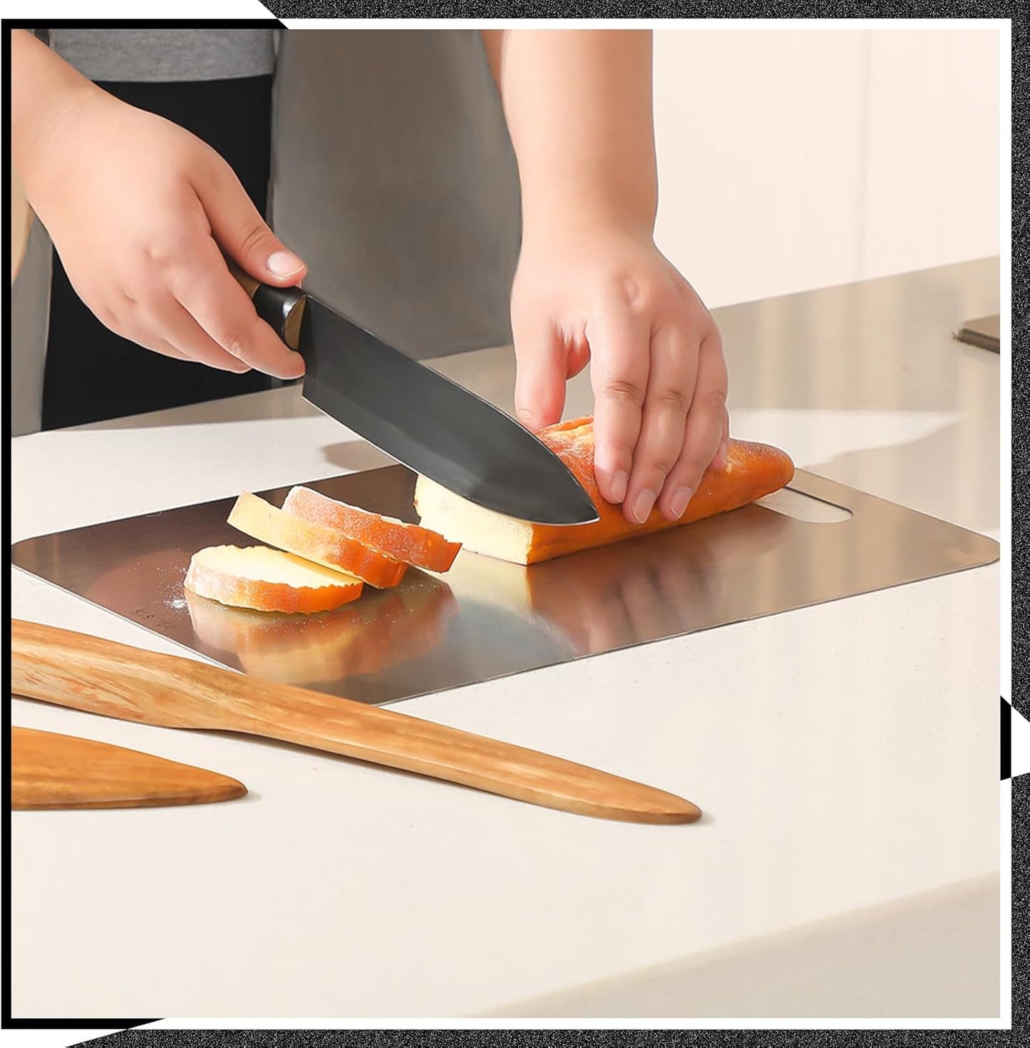 Yaocom 3 Pcs Stainless Steel Cutting Board for Kitchen 304 Steel Chopping Dishwasher Safe Metal Cutting Board Set for Kitchen Meat Fruit Vegetable (13.4"x9",11.8"x7.9",9.5"x6")