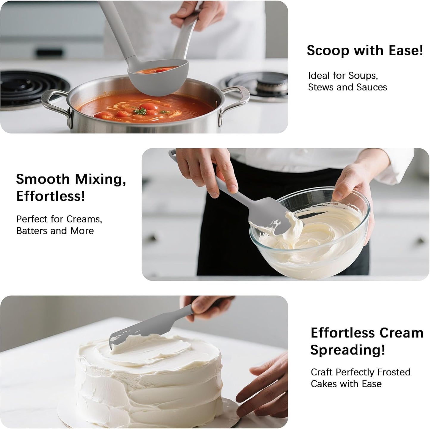 Coukre Silicone Kitchen Cooking Utensils Set with Holder – Heat-Resistant, Food-Grade Kitchen Tools, Spatula, Spoon & Gadgets for Non-Stick Pans, Dishwasher Safe (14, PureBlack)