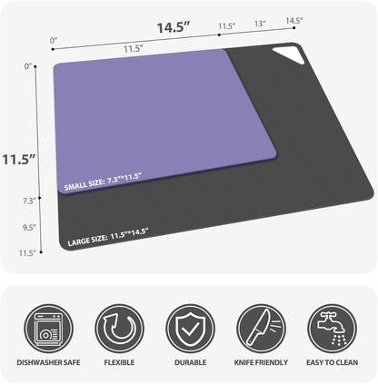 WK Flexible Plastic Cutting Boards Mats for Kitchen, Flexible Non Slip Cutting Mat, Thin Cutting Sheets, BPA Free, Dishwasher Safe, Multi Sizes