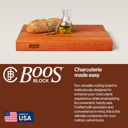 John Boos Handle Boards Series Rectangular Wooden Maple Cutting Board 24”x18” – 2.25” Thick, 30-lb Reversible Butcher Block with Juice Groove, Edge-Grain & Metal Handles