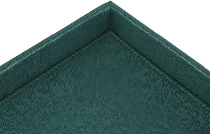 HofferRuffer Faux Leather Vanity Tray, Elegant Desktop Storage Organizer, Decorative Catchall for Perfume, Bathroom Valet, Nightstand or Dresser, 10.2 x 8.4 x 1.8 inches (Grey Stripe)