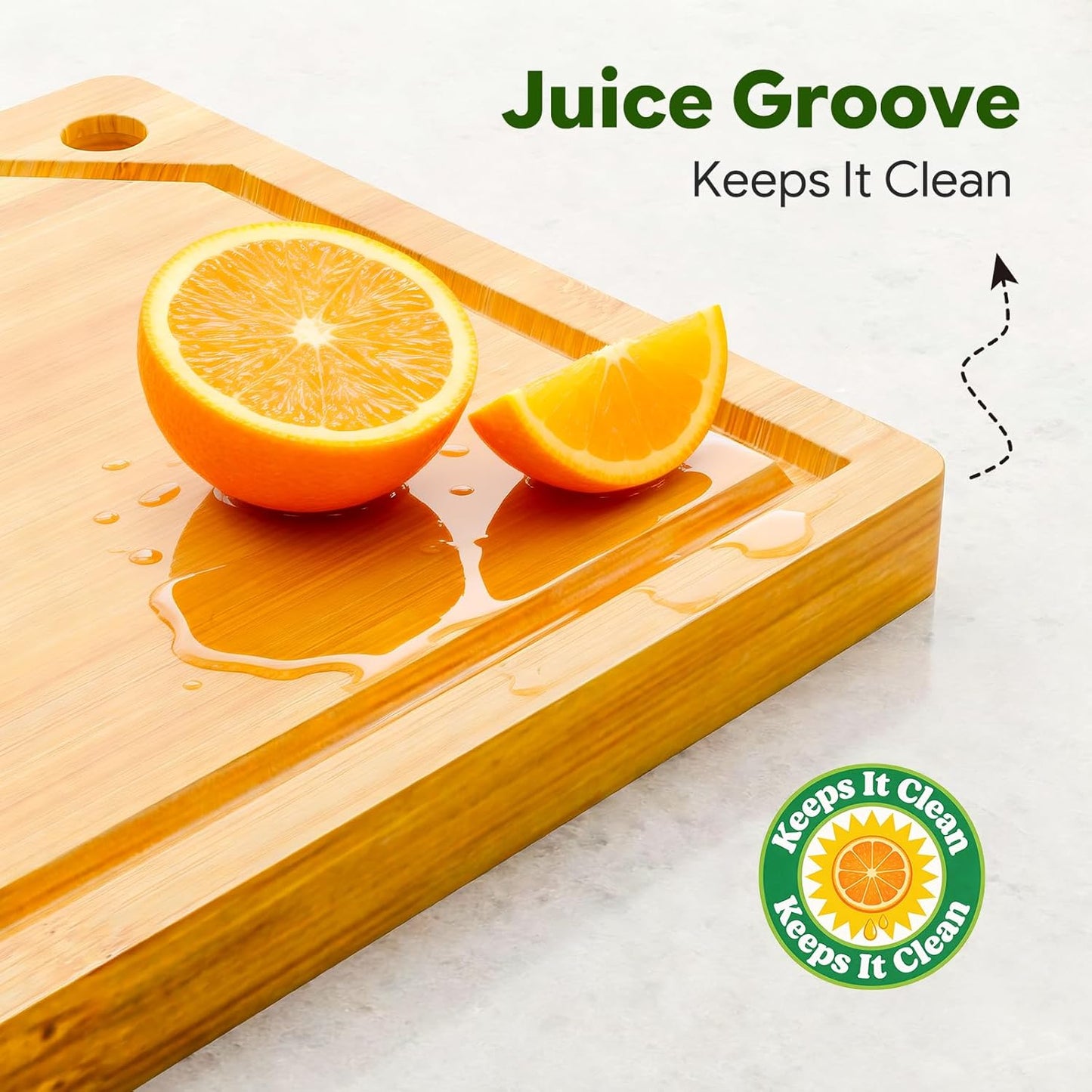 Simple Trending Bamboo Cutting Boards, Durable Cutting Boards for Kitchen with Deep Juice Grooves and Handles, Chopping Board for Meat, Vegetables and Fruits, 15”×10”, Natural