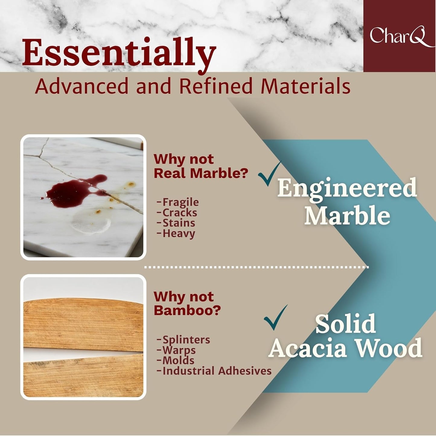 Charcuterie Board Set - Marble & Acacia Wood Cheese Board and Serving Board Platter, Charcuterie Boards Gift Set for Hosting, Wedding and Housewarming, Bridal Shower Marble Serving Tray