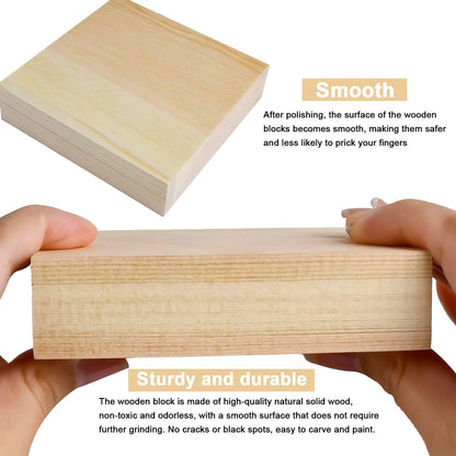 4 Pcs Unfinished Pine Wood Blocks, 3x10x1 Inch Wooden Block, Wood Carving Blocks for Crafting Home Crafts DIY Supplies Carving Crafting