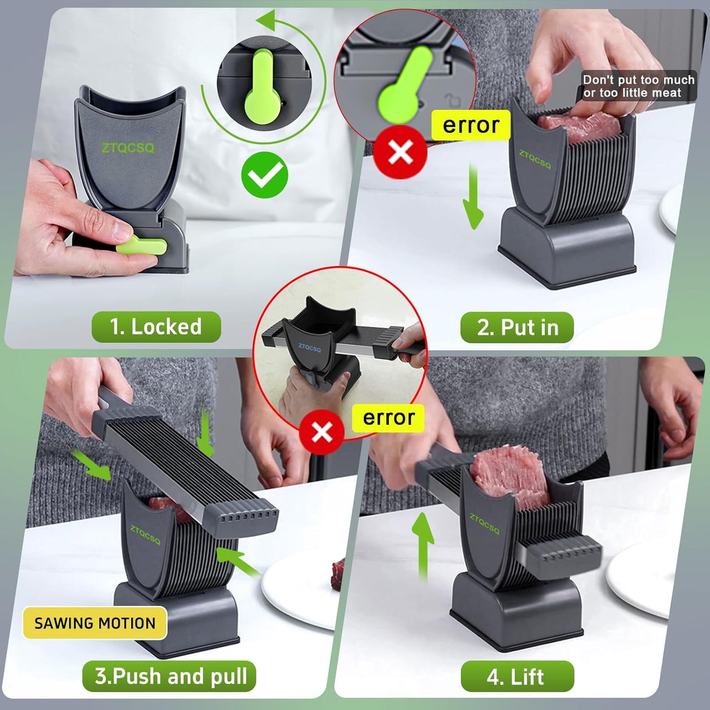 Fresh Meat Slicer Cleaver, Thickness Adjustable 2 or 4 mm, Manual Fresh Meat Cutter, Fresh Meat Slicing Shredding, Fresh Beef Pork Mutton for Home Cooking BBQ Hot Pot Meat Slicer, Meat Cleavers