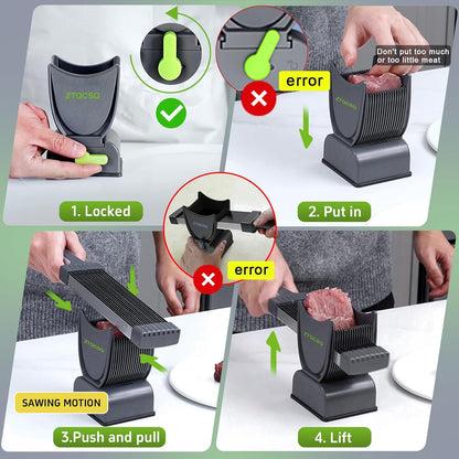 Fresh Meat Slicer Cleaver, Thickness Adjustable 2 or 4 mm, Manual Fresh Meat Cutter, Fresh Meat Slicing Shredding, Fresh Beef Pork Mutton for Home Cooking BBQ Hot Pot Meat Slicer, Meat Cleavers