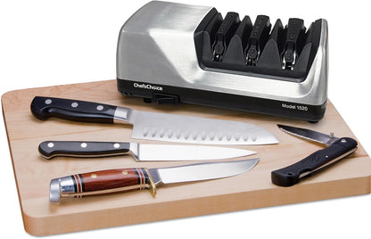 Chef’s Choice Professional Electric Knife Sharpeners AngleSelect for 15- and 20-Degree Straight-Edge and Serrated Knives with Diamond Abrasives & Precision Angle Control, 2-Stage, Black