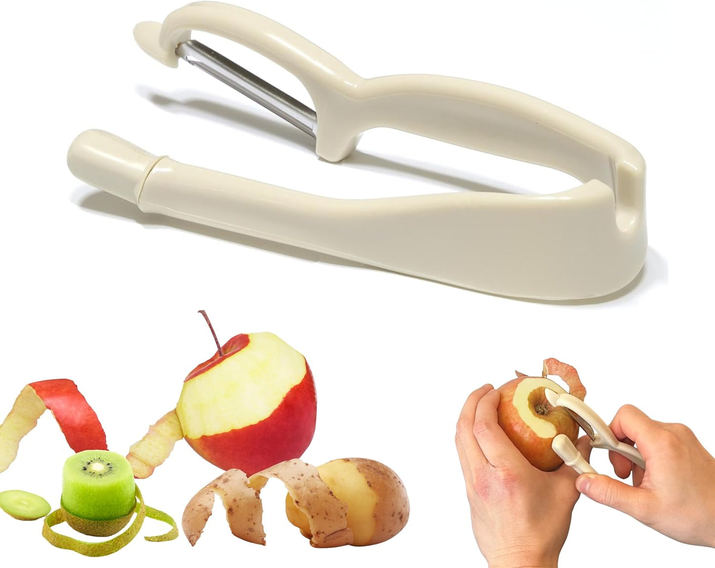 Apple Peeler with Support Guard – Easy and Safe Tool for Peeling Apples, Fruits and Vegetables Without Finger Strain or Cuts