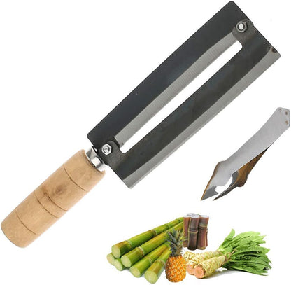 Sugarcane & Pineapple Peeling Knife - Sugar Cane Peeler - High Carbon Steel - Non-slip Wooden Handle