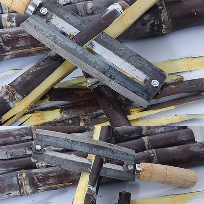 Sugarcane & Pineapple Peeling Knife - Sugar Cane Peeler - High Carbon Steel - Non-slip Wooden Handle