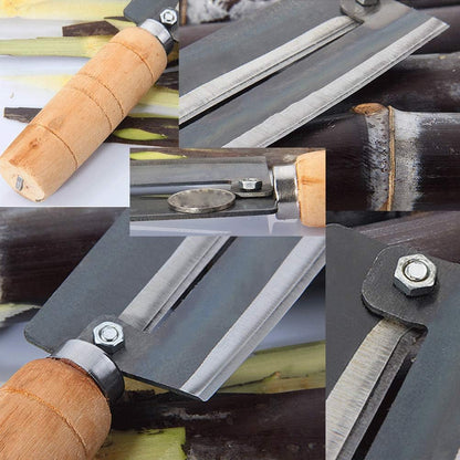 Sugarcane & Pineapple Peeling Knife - Sugar Cane Peeler - High Carbon Steel - Non-slip Wooden Handle