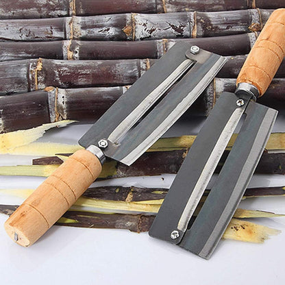 Sugarcane & Pineapple Peeling Knife - Sugar Cane Peeler - High Carbon Steel - Non-slip Wooden Handle