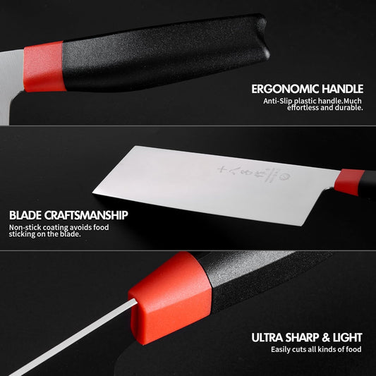 SHI BA ZI ZUO Meat Cleaver Set Chinese Style Patterns 7.09”&6.97" Chef Knife Stainless Steel Professional Kitchen Cleaver And Santoku Knife (Kitchen Knife Set 2 Pcs)