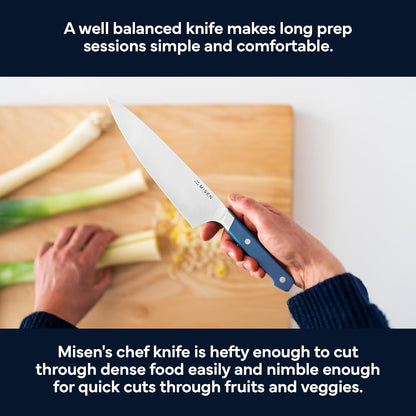 Misen 8" Chef Knife – High Carbon Japanese AUS-10 Stainless Steel – Hybrid German & Japanese Blade – Precision Kitchen Knife for Professionals & Home Cooks – Ultimate Cutting Performance - Green