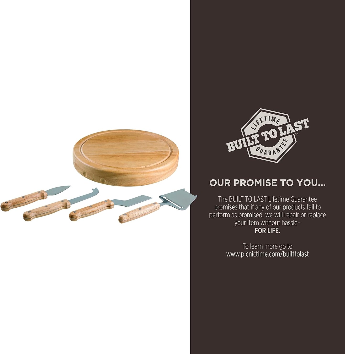 PICNIC TIME NCAA Circo Cheese Board and Knife Set - Charcuterie Board Set - Wood Cutting Board - Colors A