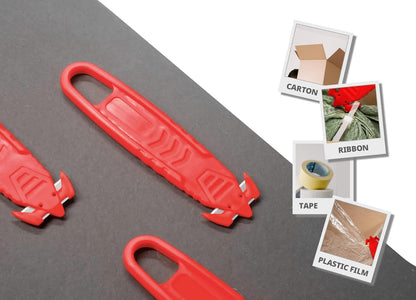 T TOVIA Safety Box Cutter Knife of Recessed Concealed Stainless Steel Blade, 10-Pack Package Opener Plastic Cutter for Box, Carton, Shrink Wrap, Plastic Straps, 5 Color