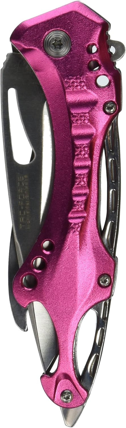 Tac-Force Folding Pocket Knife, 3.25-inch Serrated Blade, Orange Aluminum Handle, 7.75-inch Overall Length TF-705EM