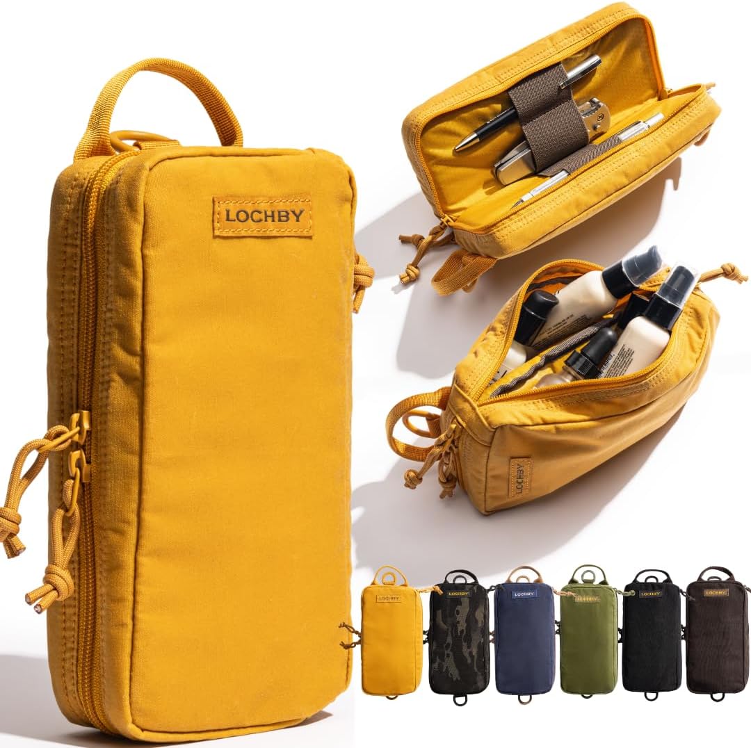 LOCHBY® Venture Pouch | Multipurpose Tactical Tool Bag | Water Resistant Waxed Canvas | Dual-Sided Zipper Pouch | for Motorcycle, Bike, EDC, Pen, Pencil, Art, Tech & Travel