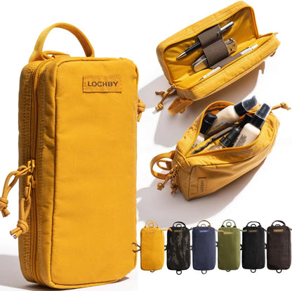 LOCHBY® Venture Pouch | Multipurpose Tactical Tool Bag | Water Resistant Waxed Canvas | Dual-Sided Zipper Pouch | for Motorcycle, Bike, EDC, Pen, Pencil, Art, Tech & Travel