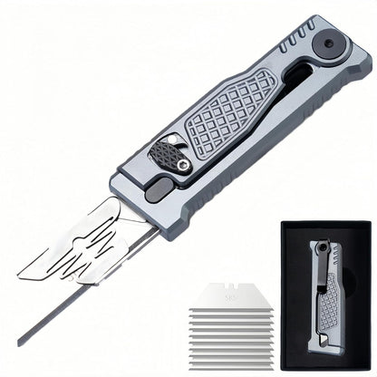 5.8" Aluminium Utility Knife, EDC Box Cutter with Clip, CNC Unibody, Lightweight All Metal Folding Box Cutter, Ideal Gifts for Men Women, with 10 Extra Blades（Orange）