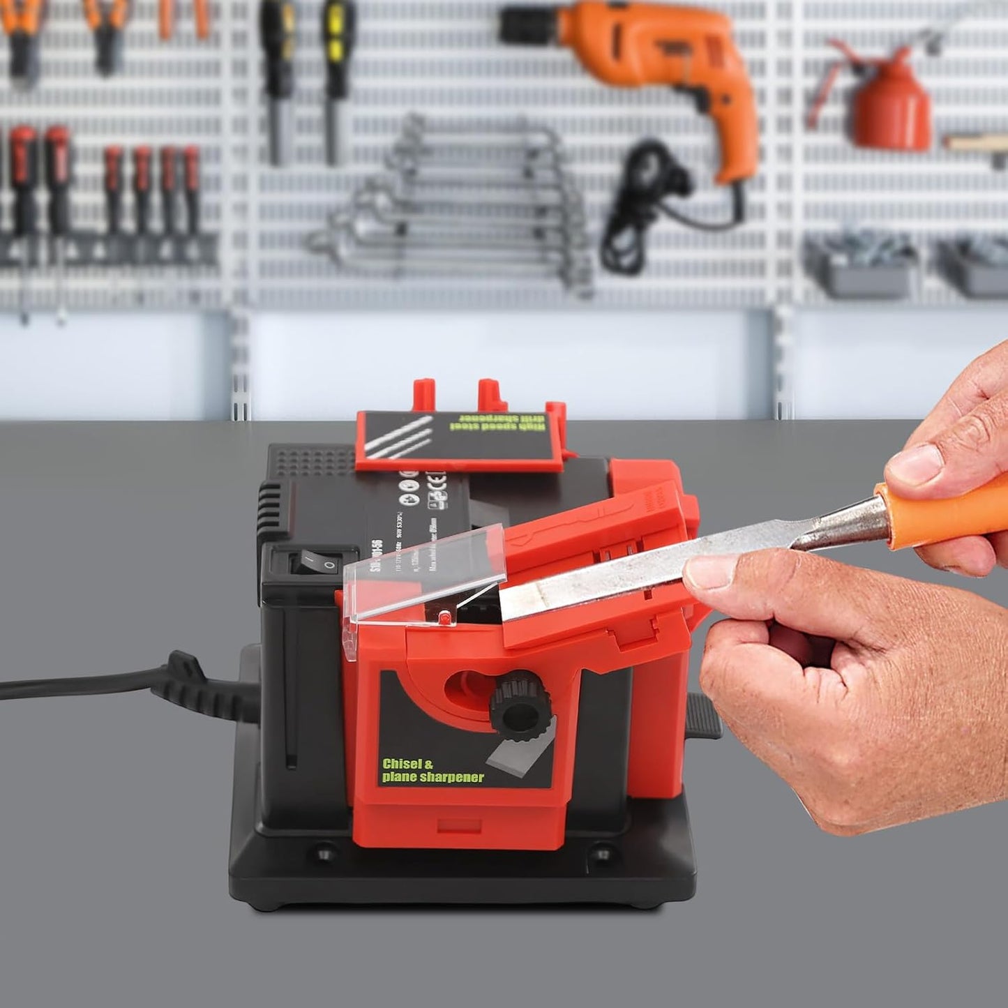 Electric Drill Bit Sharpener, 96W 110V Adjustable Angle Universal Sharpening Station with Sharpeners, Multifunction Electric Sharpening Machine for Knife, Drill, Chisel, Scissor