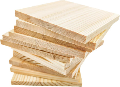 6PCS Unfinished Wood Square Blocks for Crafts, 6x6x1in Blank Wooden Squares Pine Wood Boards for Carving,DIY Wood Coasters,Painting & Burning