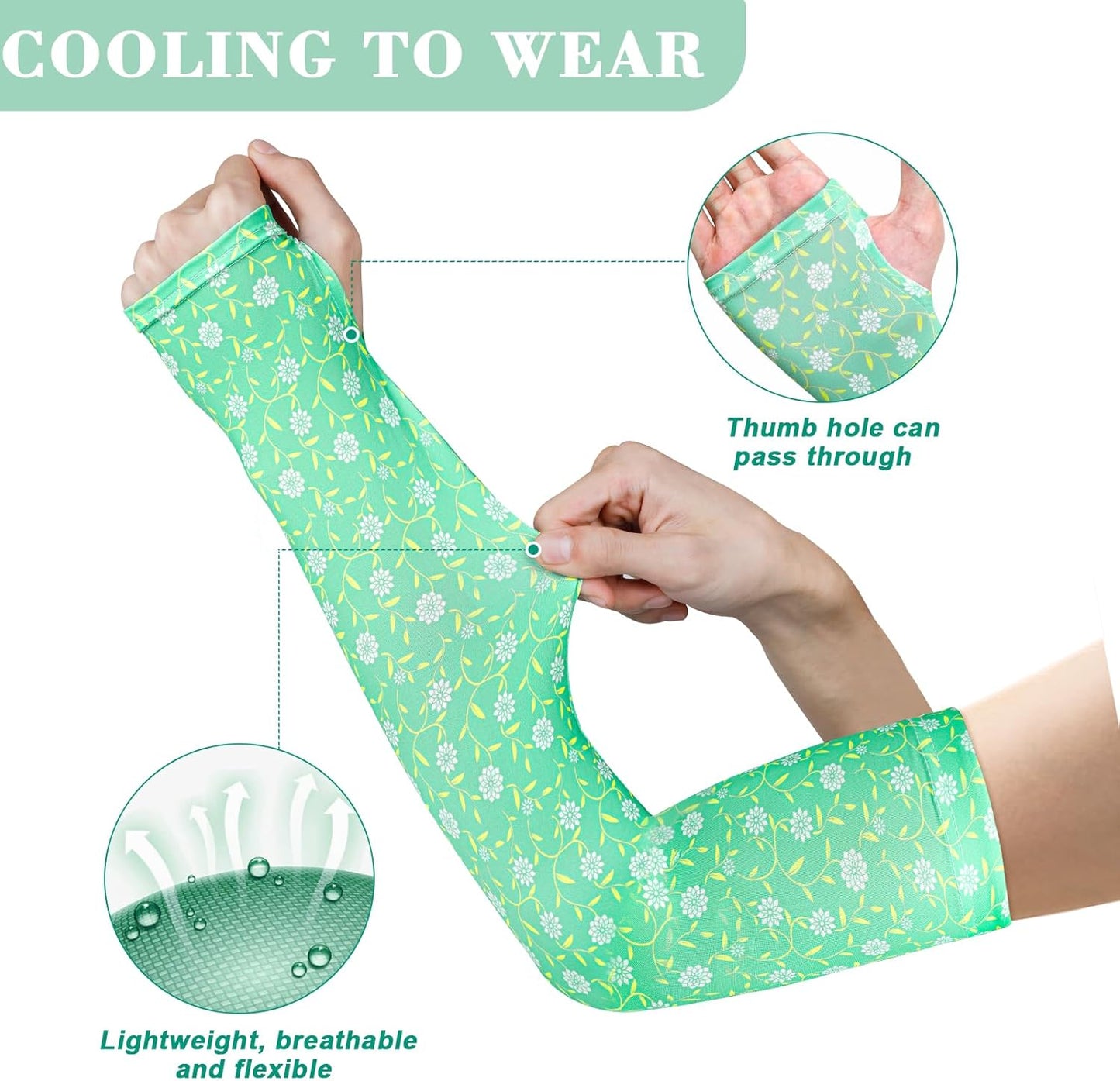 4 Pairs Gardening Sleeves Anti-Slip Arm Protection with Thumb Hole Sun Sleeve Cooling Arm Sleeves for Women Men Outdoor