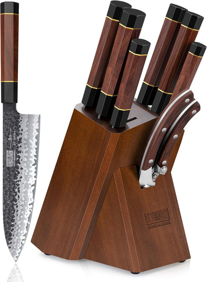 HOSHANHO 5 Pieces Knife Set, Japanese High Carbon Steel Kitchen Knife Sets, Professional Ultra Sharp Chef Knives Set with Ergonomic Rosewood Handle