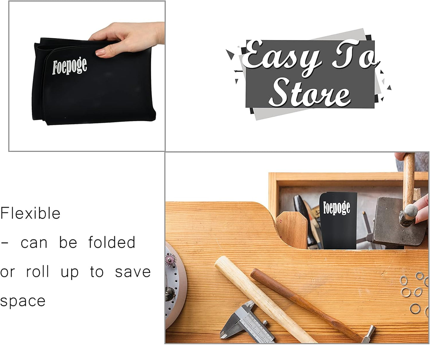 36.2" x 24" Extra Large Silicone Mat for Epoxy Resin, Nonstick Silicon Mats for Crafts Jewelry Casting, Non-Slip Kitchen Table Placemats for Countertop Protector Heat Resistant by Foepoge, Black
