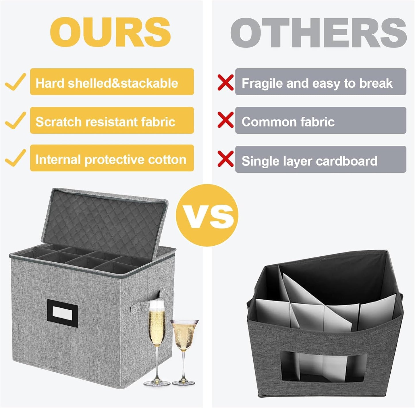 VERONLY 2 Pack Flatware Utensil Storage - Sturdy Silverware Storage Box with Dividers, 5 Compartment Flatware Storage Case with Handles and Removable Lid for Moving&Protected(Dark Gray)
