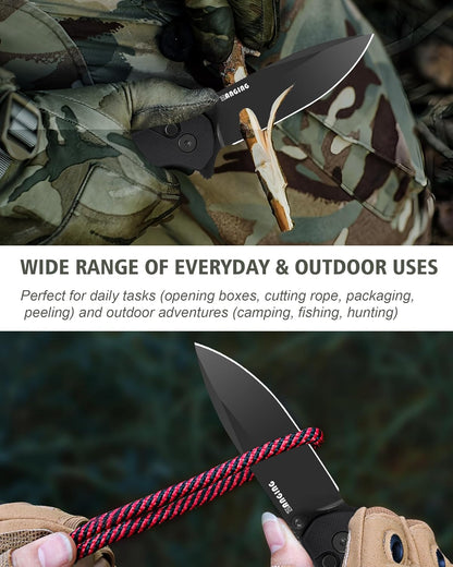 Pocket Folding Knife(EDC)- With 2.99” 8Cr14MoV Steel Blade and G10 Handle,- Lightweight Folding knives with Clip for Camping, Hiking, Hunting Survival Multi-Knife (Green)