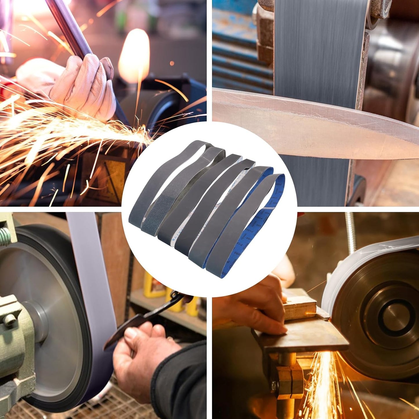 1x30 Inch Silicon Carbide Sanding Belts, 4 PCS Each of 80,120, 240, 400, 800,1000 Grits Knife Sharpening Belt Kits for 1 x 30 Inch Belt Sander, 24 Pack