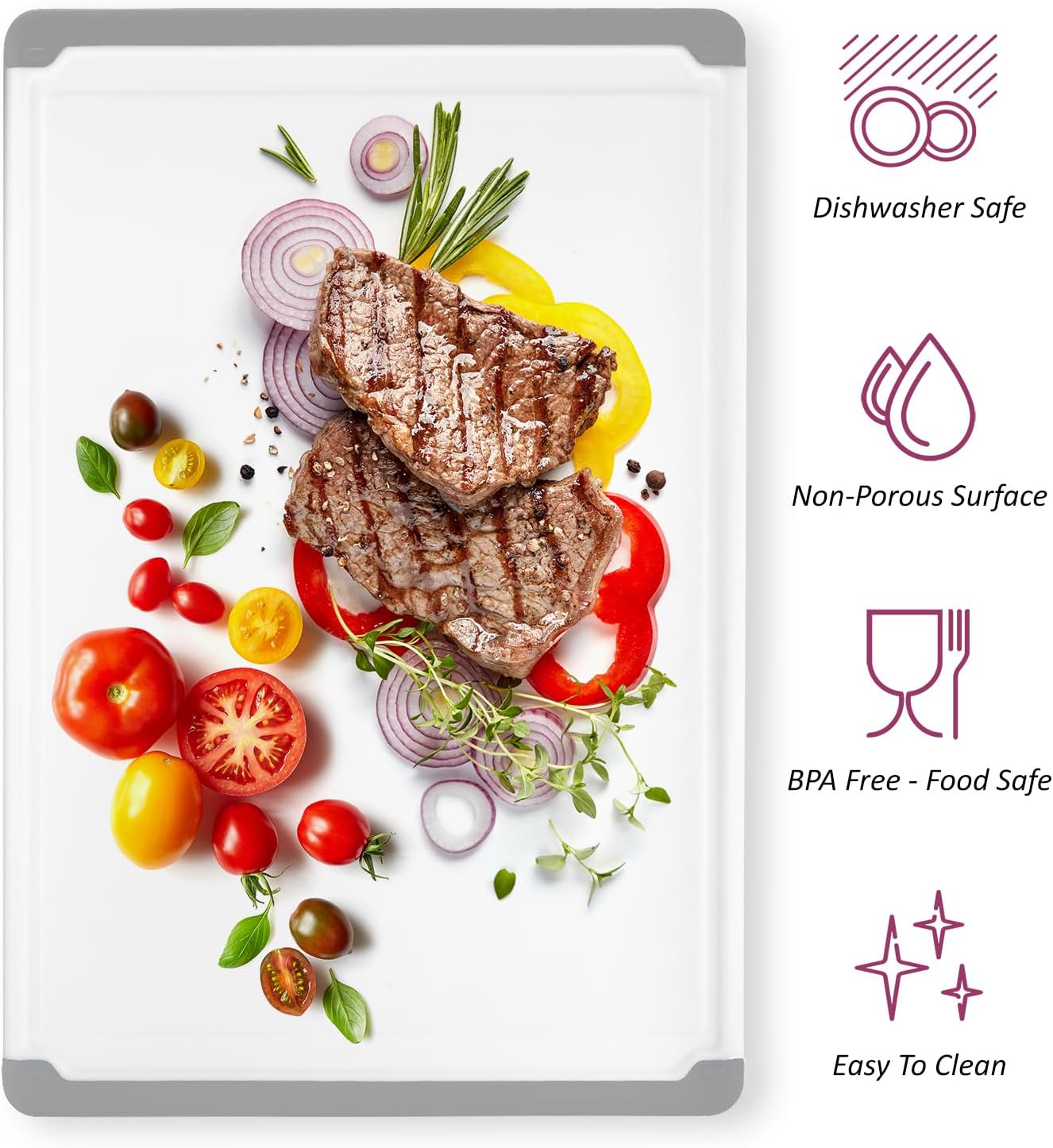 Extra Large Plastic Cutting Board for Kitchen - 18 Inch Dishwasher Safe Cutting Board, Reversible Chopping Board with Juice Groove + Non Slip Feet for Meat, Fruit, Vegetables, Meal Prep by Belwares