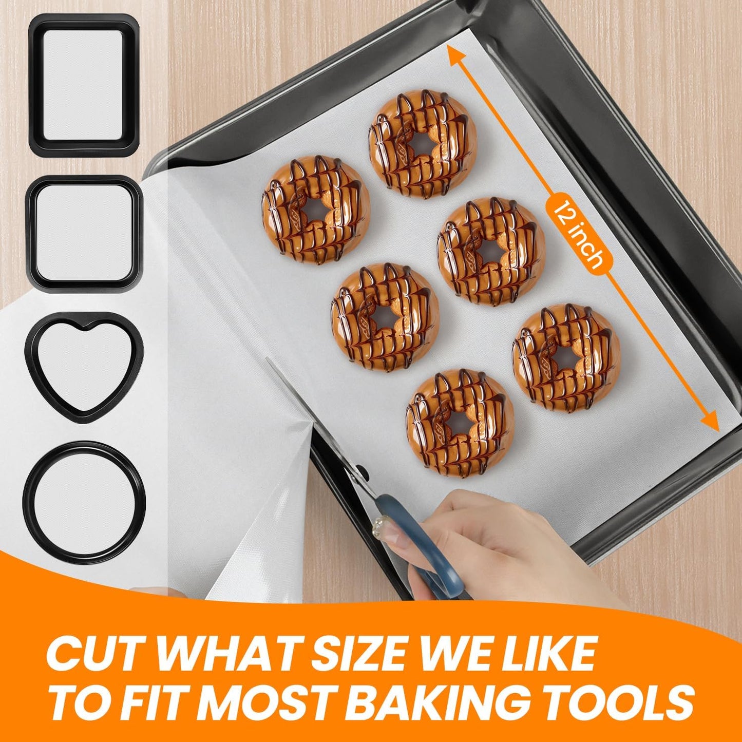 Silicone Baking Mat Roll -Cut to Size Silicone Mat - Non-Stick Pastry Mat for Dough Rolling, Non-slip Silicone Mat for Kitchen Counter, Reusable Air Fryer Linner, Oven Liner, Freeze Dryer Mat