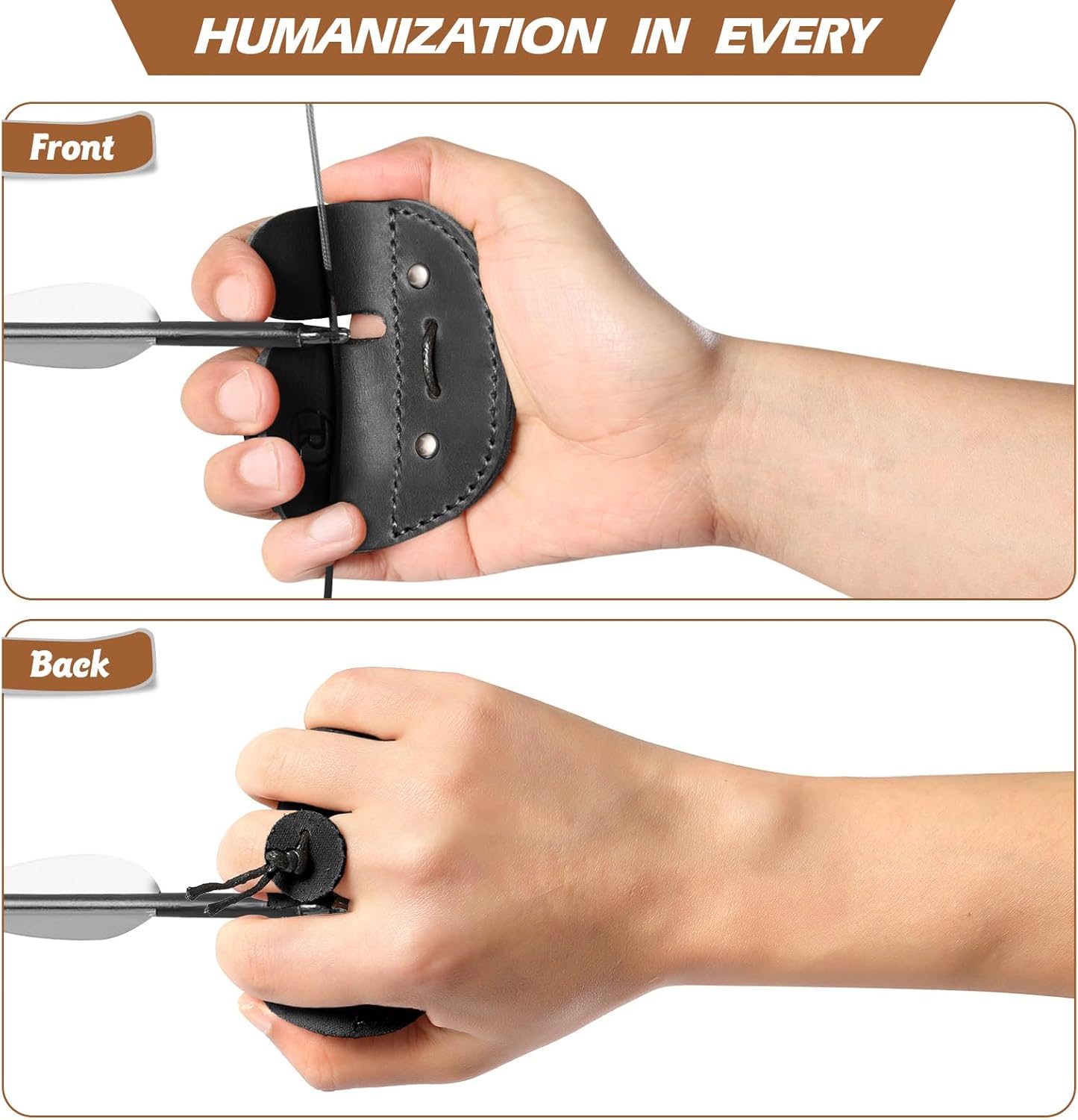 Ringsun Leather Archery Finger Tabs,Handmade Archery Finger Guard for Shooting Practice Gear, Recurve Bow Fingers Tab