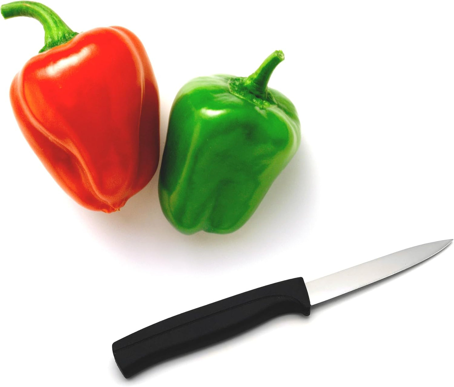 Kitchen Utility Knife - MATTSTONE HILL 4 Inch Paring Knife, Small Fruit & Vegetable Knife, Premium German Stell Blade, Black Handle