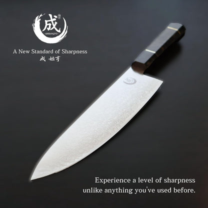 Carbon Fiber Gyuto Knife 240mm (9.5 inch) – 67 Layer Damascus, Carbon Fiber Resin Octagonal Handle