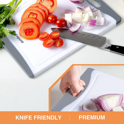 Empune Extra Large Cutting Boards, Plastic Cutting Boards for Kitchen (Set of 4) Cutting Board Set Dishwasher Safe Chopping Board with Juice Grooves Easy-Grip Handles, Black