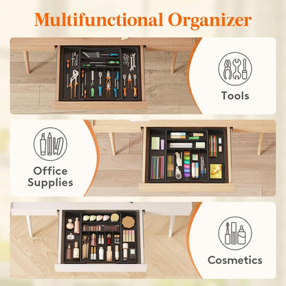 Lifewit Silverware Drawer Organizer, Expandable BPA Free Plastic Utensil Tray for Kitchen, Adjustable Flatware Cutlery Holder for Spoons Forks Knives, 21.3- 36 x 16.9", Gray